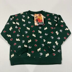 Vintage 90s Hanes Polar Bear  Toddler Kids Graphic Sweater Sweatshirt 4T Green